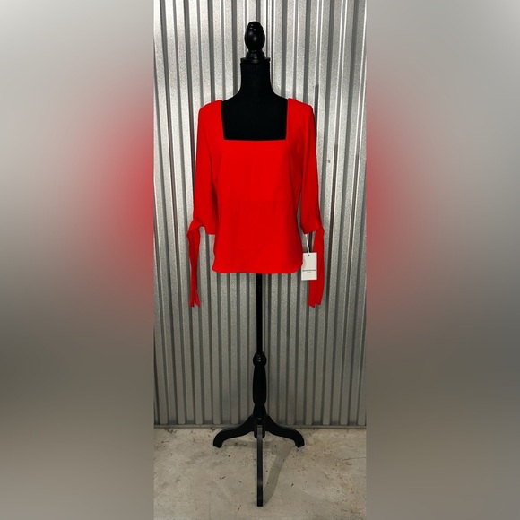 Amanda Uprichard Tops - Women’s Amanda Uprichard New York NWT Red Casual Polyester Blouse Arm Ties Large